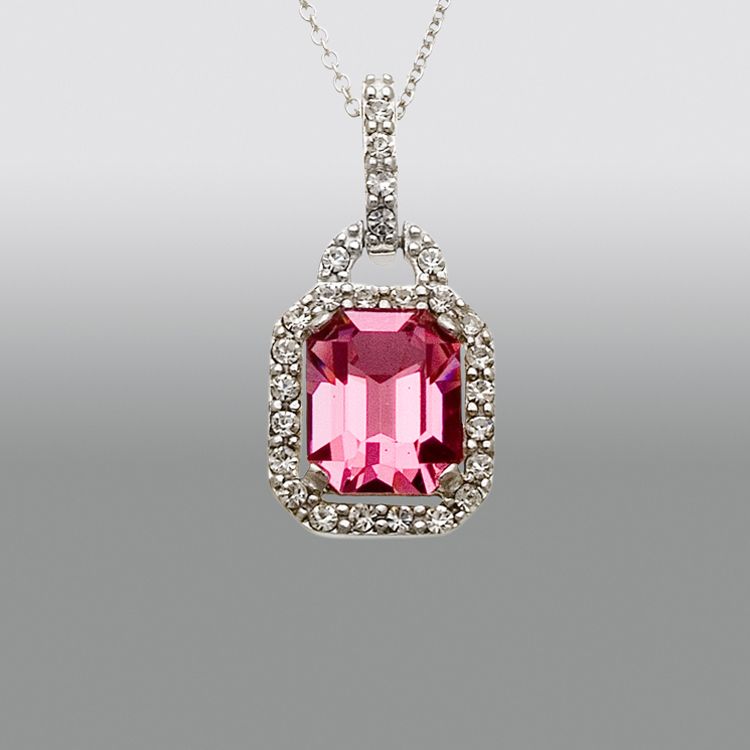 Rose Emerald Cut Swarovski Crystal and