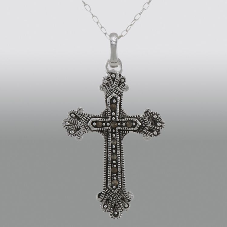 Sterling Silver Marcasite Cross Pendant