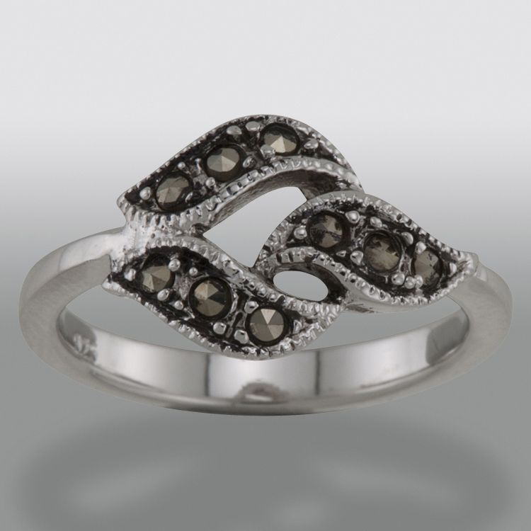 Sterling Silver Marcasite Ring, Size 8