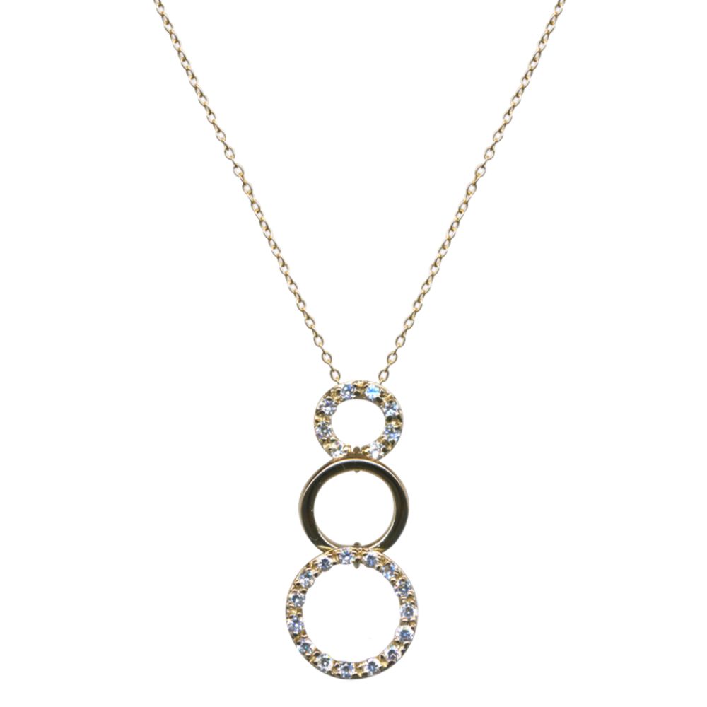 Cubic Zirconia 3-Circle Drop Pendant. Sterling Silver