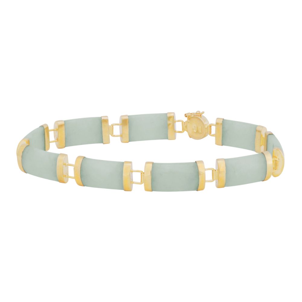 Jade Link Bracelet. 10K Yellow Gold