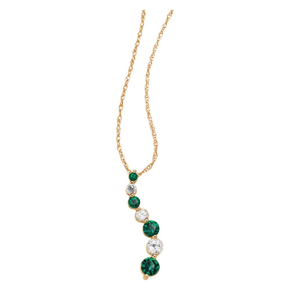 Lab Created Emerald and White Sapphire Squiggle Pendant. 10K Yellow Gold at Sears.com