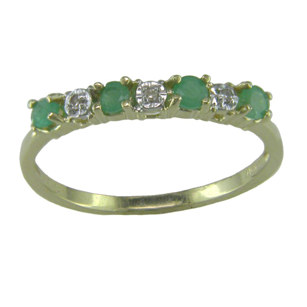 Emerald and Diamond Accent Round Ring. 10k Yellow Gold at Sears.com
