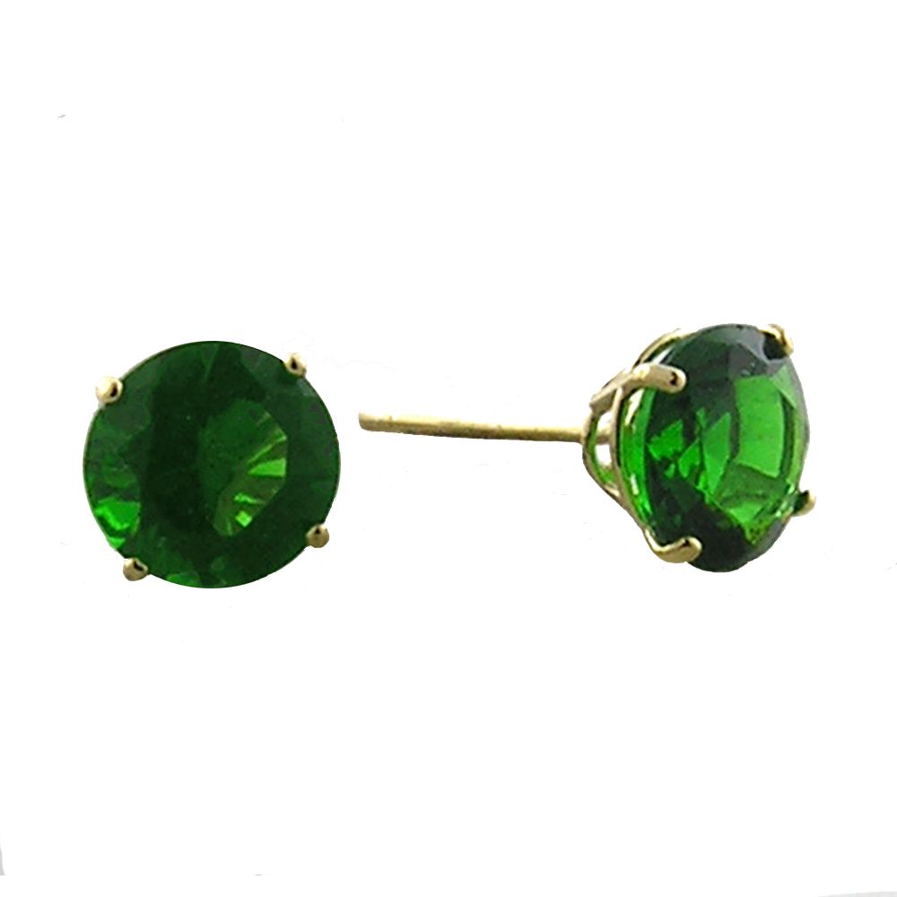 10K 6MM Synethis Emerald Light Weight Stud Earring In Yellow Gold at Sears.com