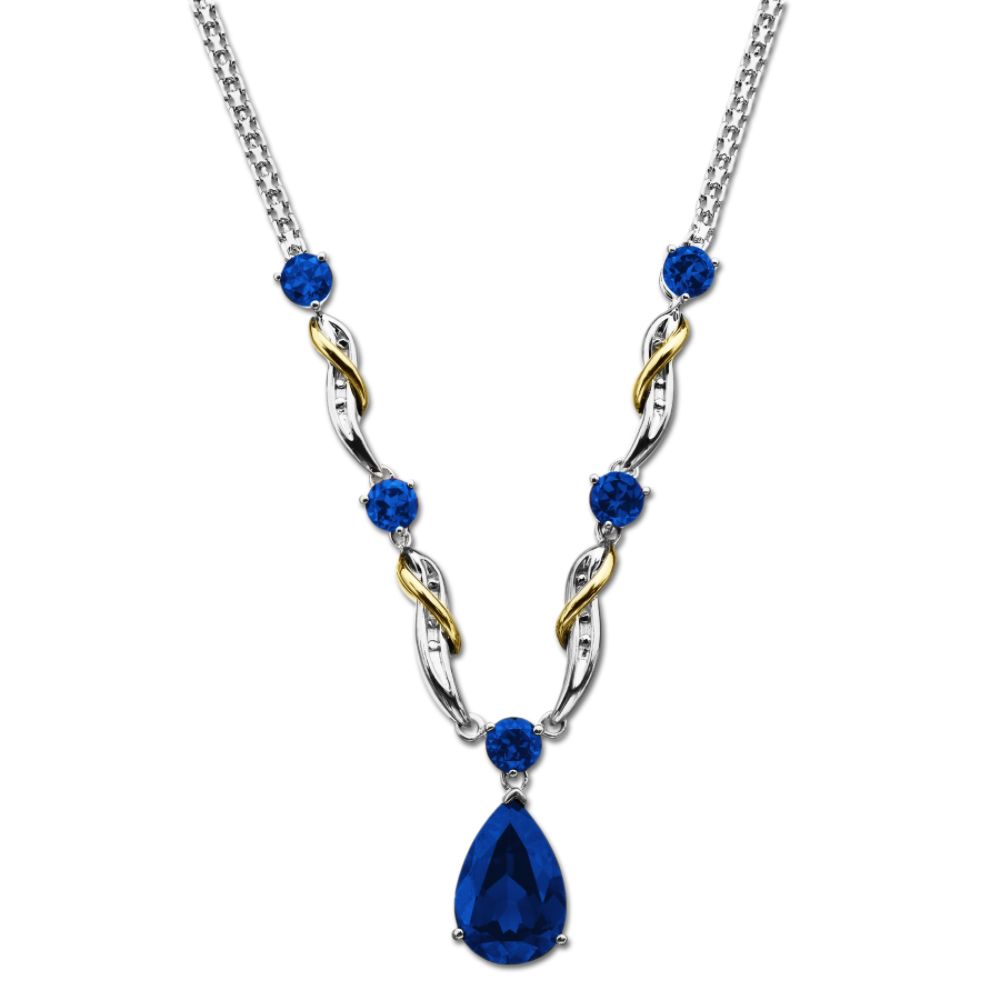 SG Lab Created Sapphire Teardrop Necklace. 14k Yellow Gold and Sterling Silver at Sears.com
