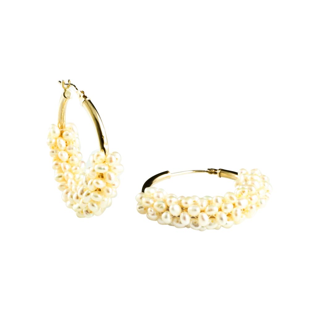 Pearl Cluster Hoop Earring. 10K Yellow Gold at Sears.com