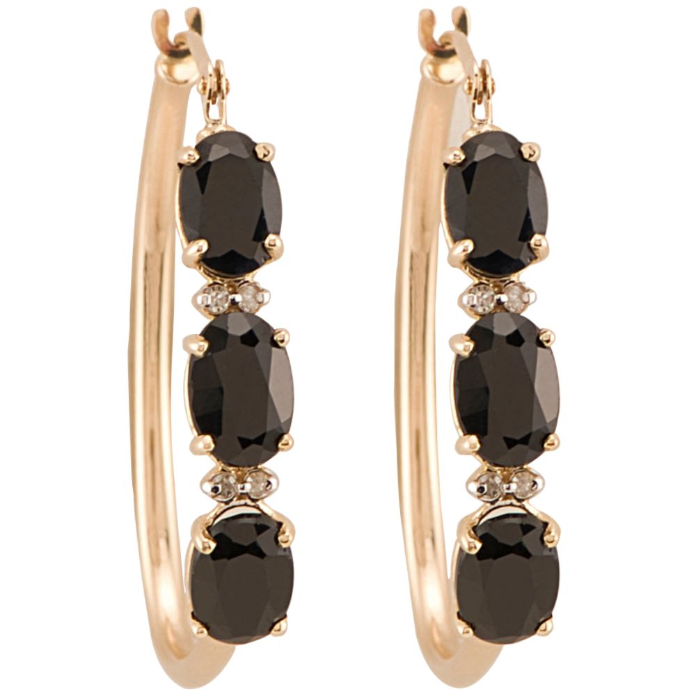Sapphire and Diamond Accent Hoop Earring. 10K Yellow Gold at Sears.com