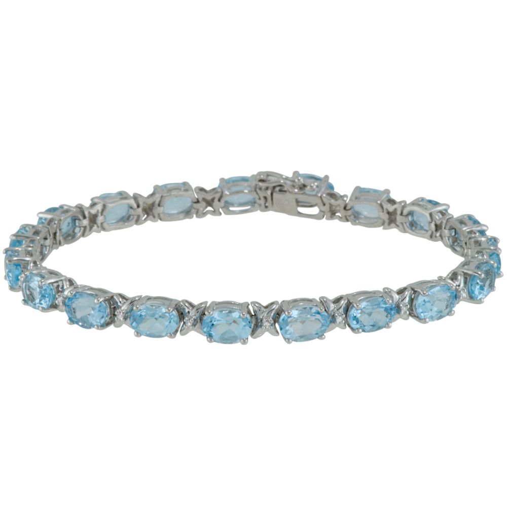 12 ct. t.g.w. Blue Topaz & Diamond Accent Bracelet in Sterling Silver at Sears.com