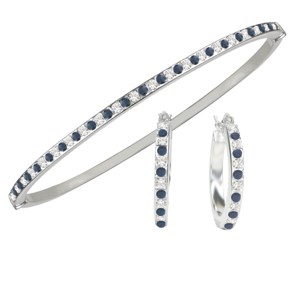 Sapphire & Diamond Accent Bangle & Earring Set. Platinum Over Sterling Silver at Sears.com