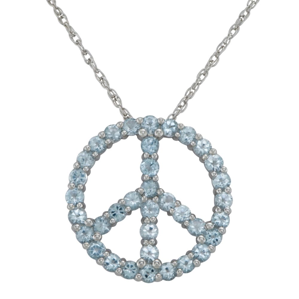 Blue Topaz Peace Pendant in Sterling Silver