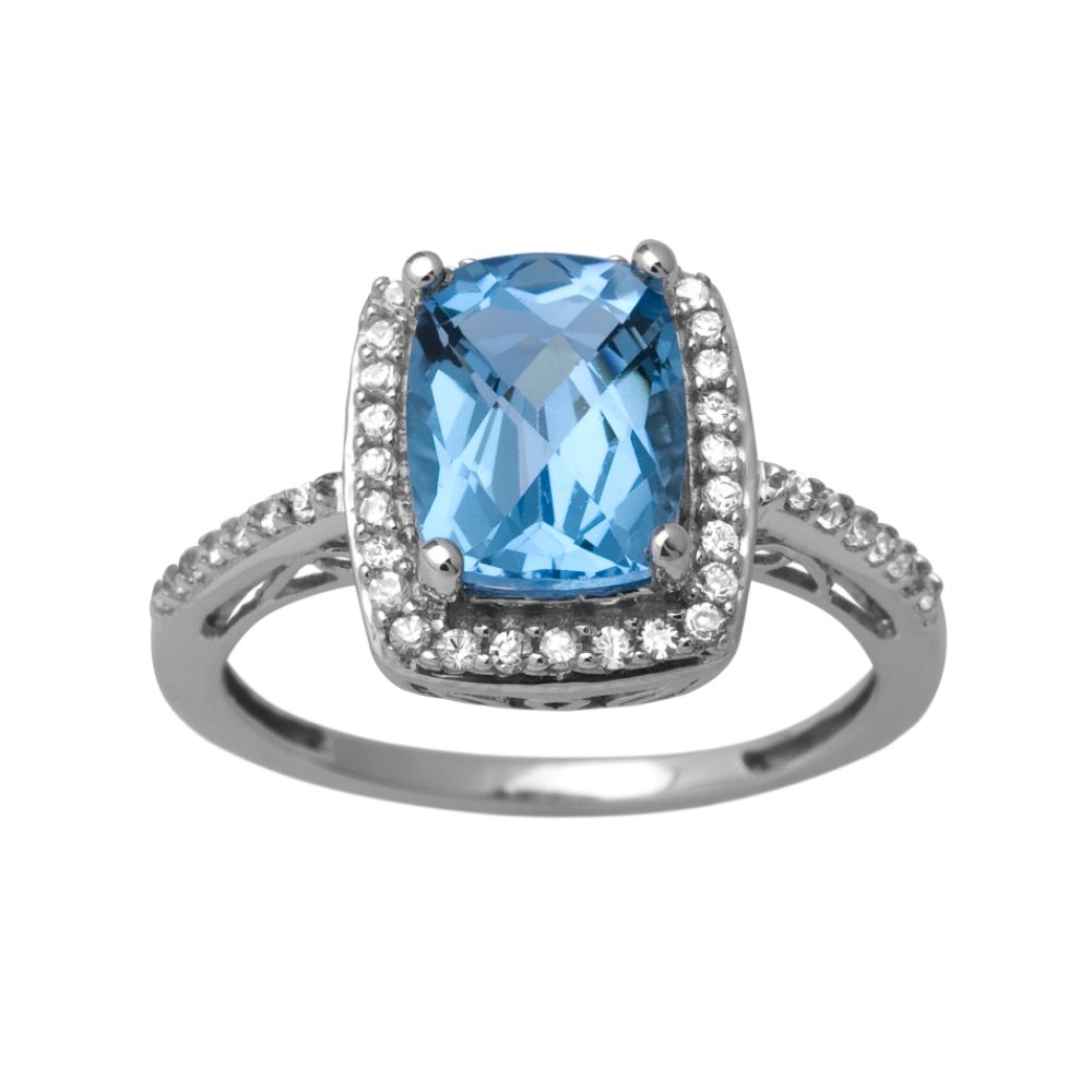 Blue Topaz and Cubic Zirconia Ring in Sterling Silver at Sears.com