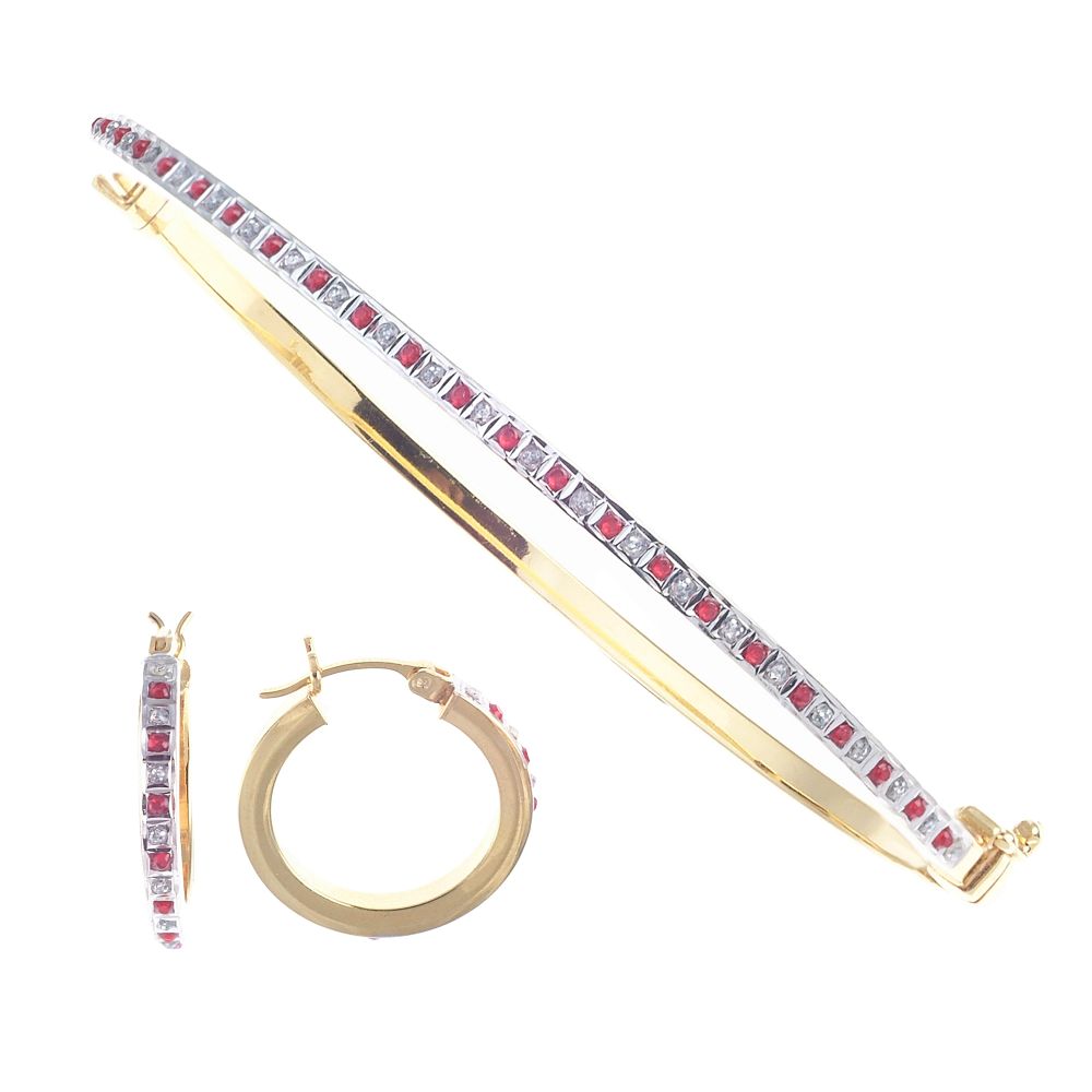 Select Diamonds and Gems Ruby and Diamond Accent Bangle & Earring Set in 18K Gold Over Sterling Silver at Sears.com