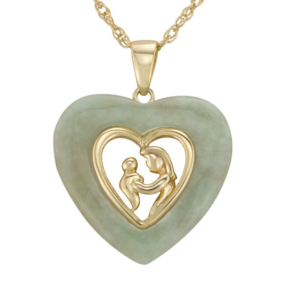 Jade Heart Mom And Child Pendant in 18K Gold Over Sterling Silver at Sears.com