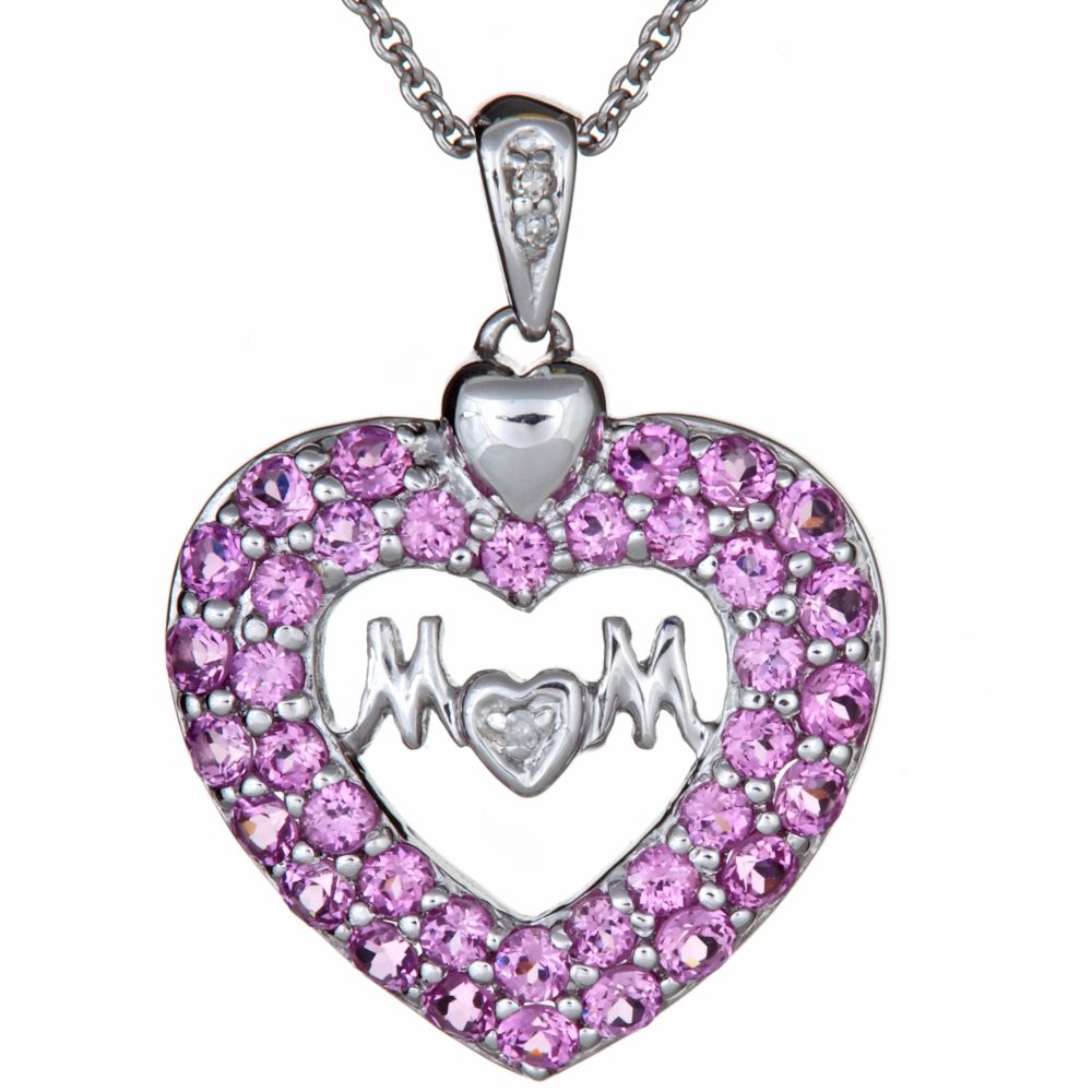 Lab Created Pink Sapphire & Diamond Accent Heart Pendant in Sterling Silver at Sears.com