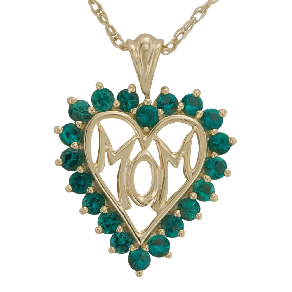 Lab Created Emerald Heart Mom Pendant in 18K Gold Over SS at Sears.com