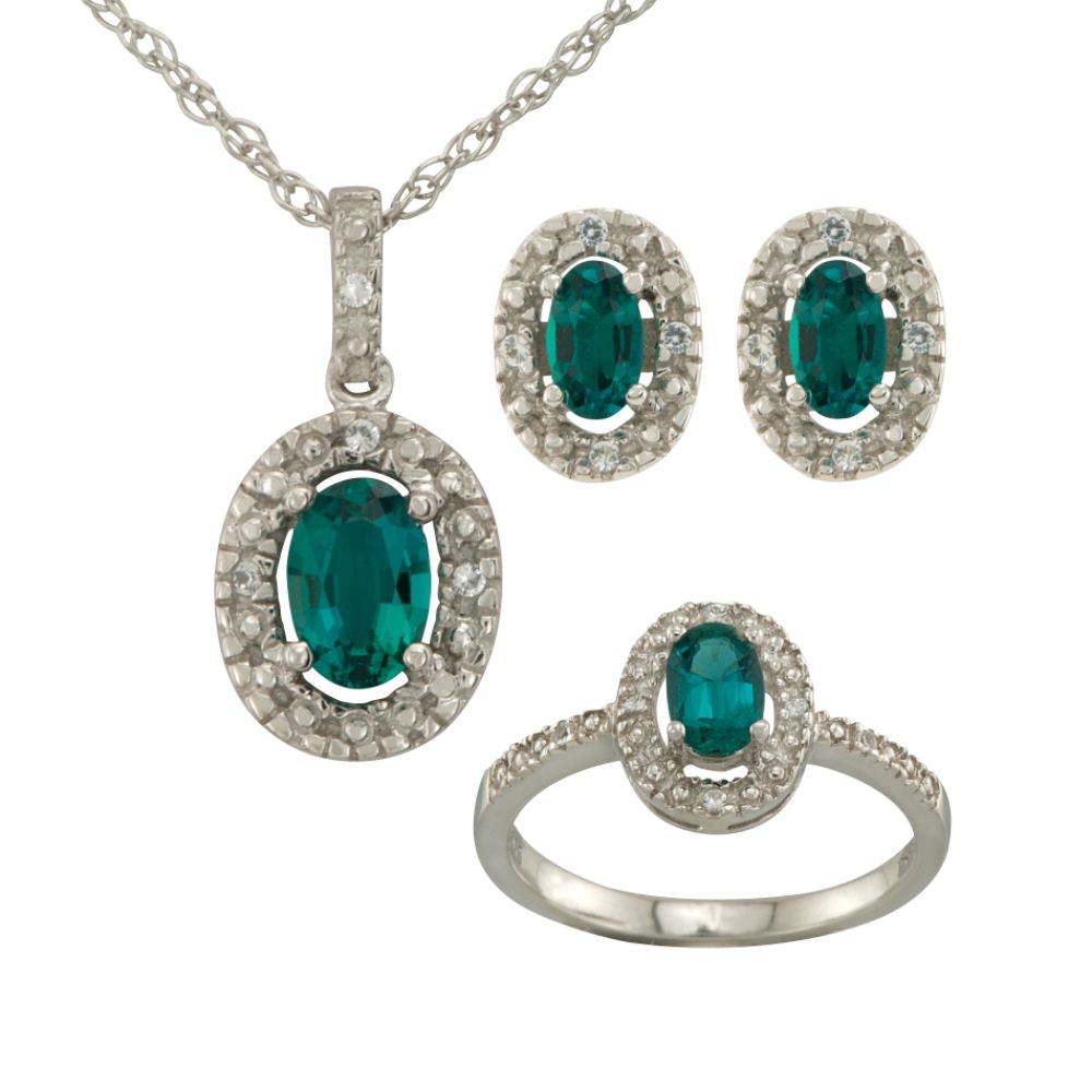 Lab Created Emerald and White Sapphire Jewelry Set in SS at Sears.com