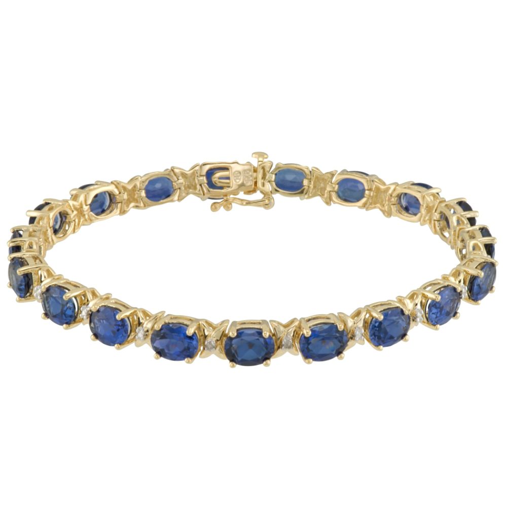 Lab Created Sapphire Bracelet in 14K Gold Over Sterling Silver