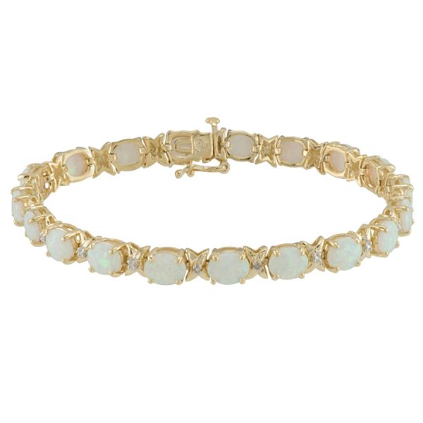 Lab Created Opal Bracelet In 14K Gold Over Sterling Silver
