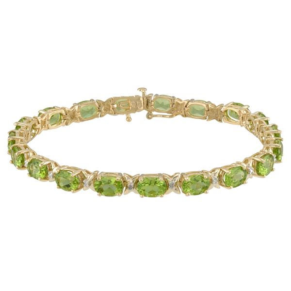 Peridot Bracelet In 14K Gold Over Sterling Silver