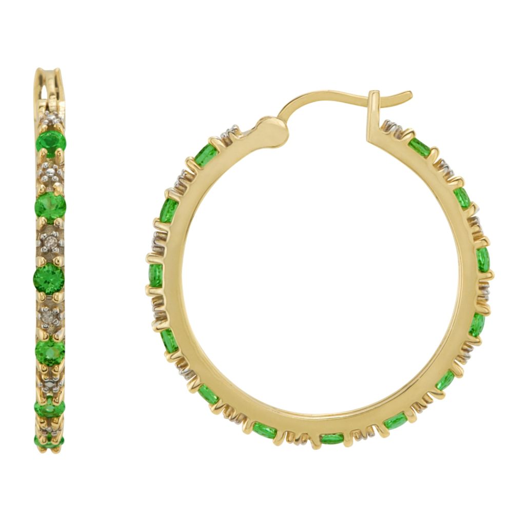 Lab Created Emerald Hoop Earrings in 14K Gold Over Sterling Silver at Sears.com