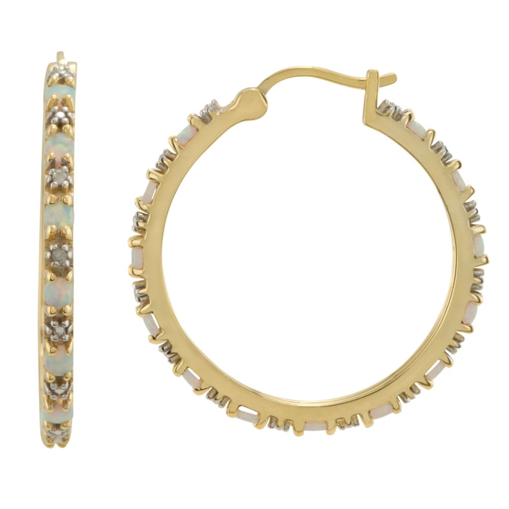 Lab Created Opal Hoop Earrings in 14K Gold Over Sterling Silver at Sears.com