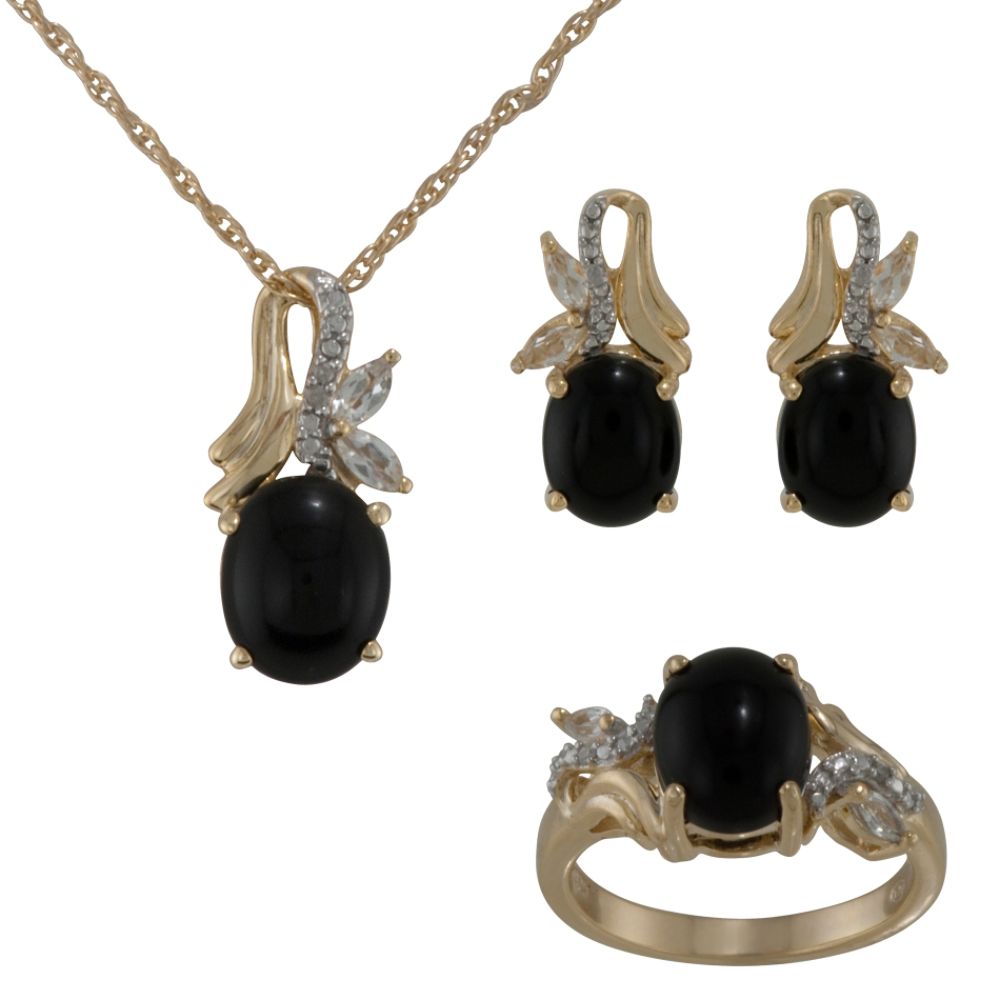 Onyx & White Topaz Marque 3 pc set at Sears.com