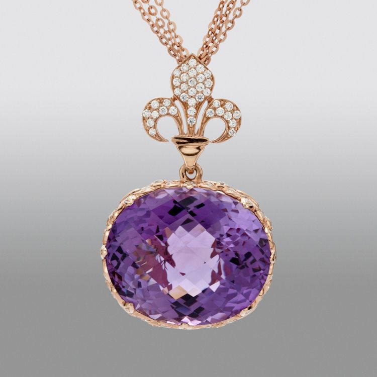 Zeghani Amethyst Pendant with Simulated Diamonds