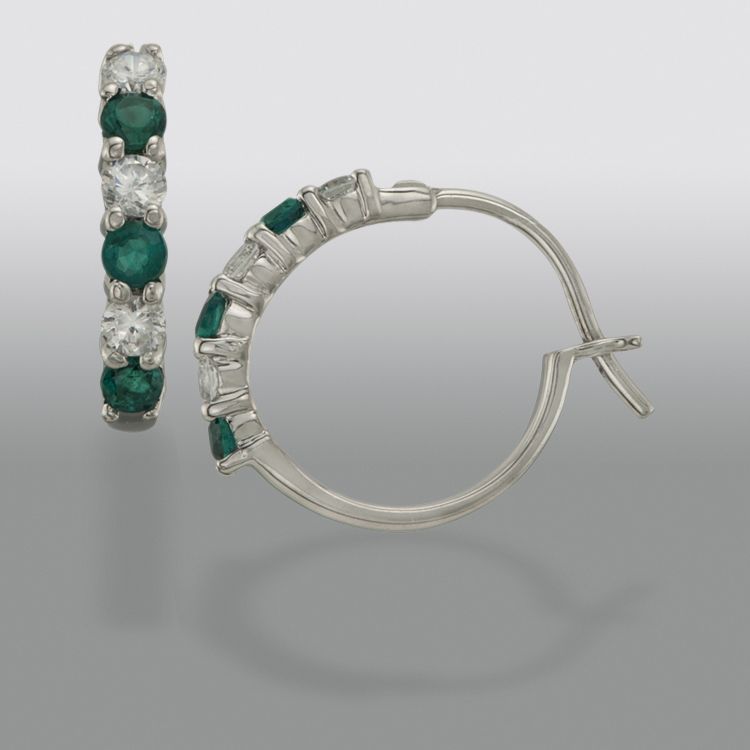 Created Emerald and Sterling Silver Hoop Earrings at Sears.com