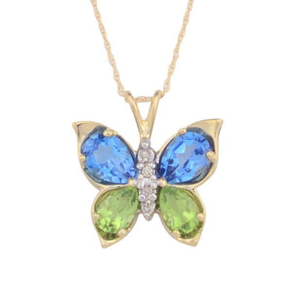 Peridot And Topaz Pendant With Diamond Accents