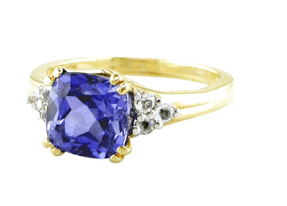 Blue Cushion Cut Lab Created Sapphire & White Lab Created Sapphire Accent Ring at Sears.com