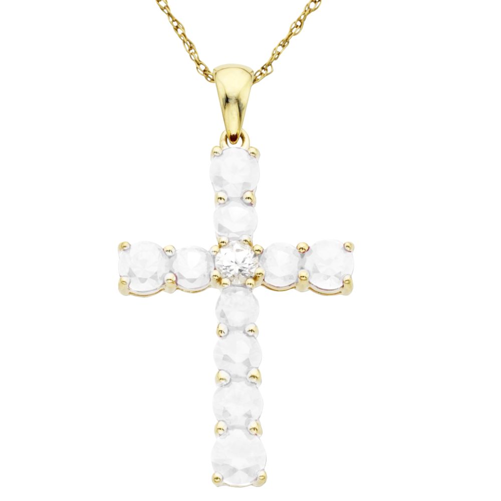 White Lab Created Sapphire and Gold Cross Pendant at Sears.com