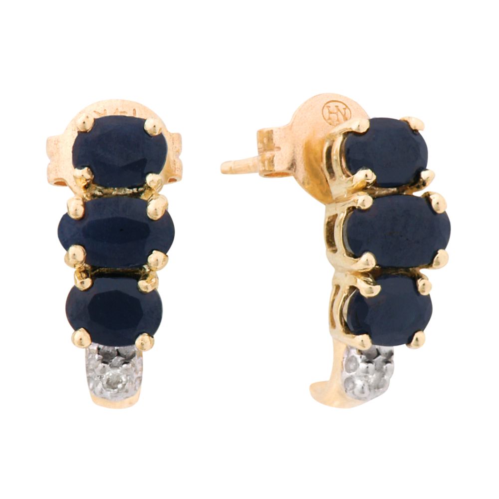 Lab Created Sapphire and 10K Yellow Gold Earrings with Diamond Accents at Kmart.com