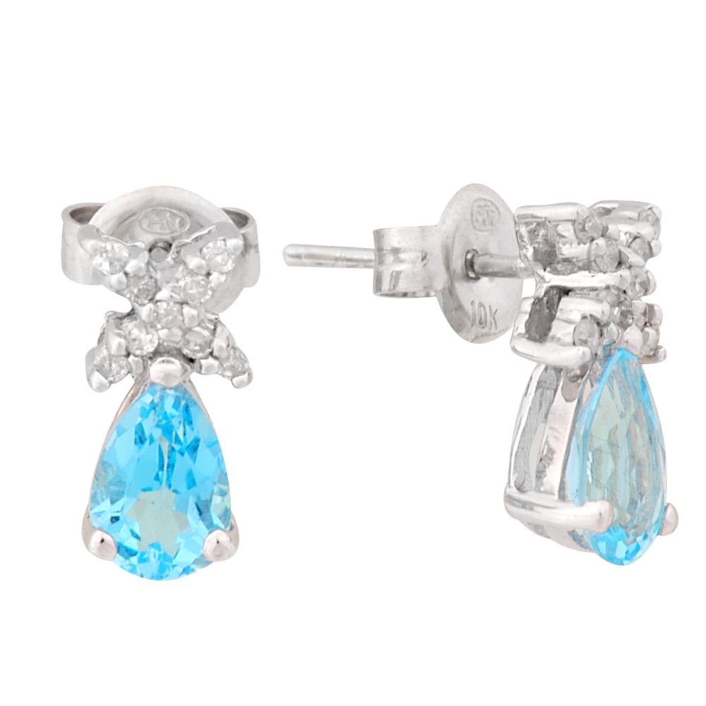 Blue Topaz and 10K White Gold Teardrop Earrings with Diamond Accents at Kmart.com