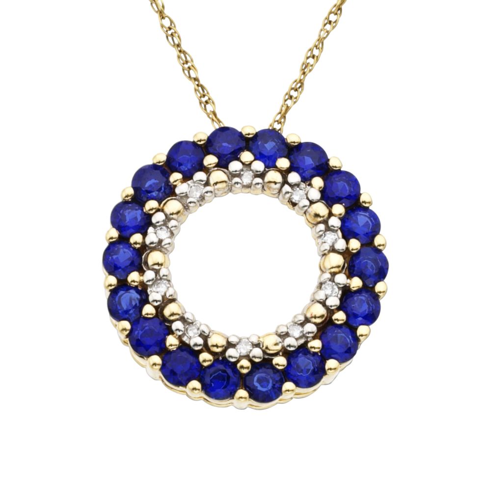 Lab Created Sapphire Circle Pendant with
