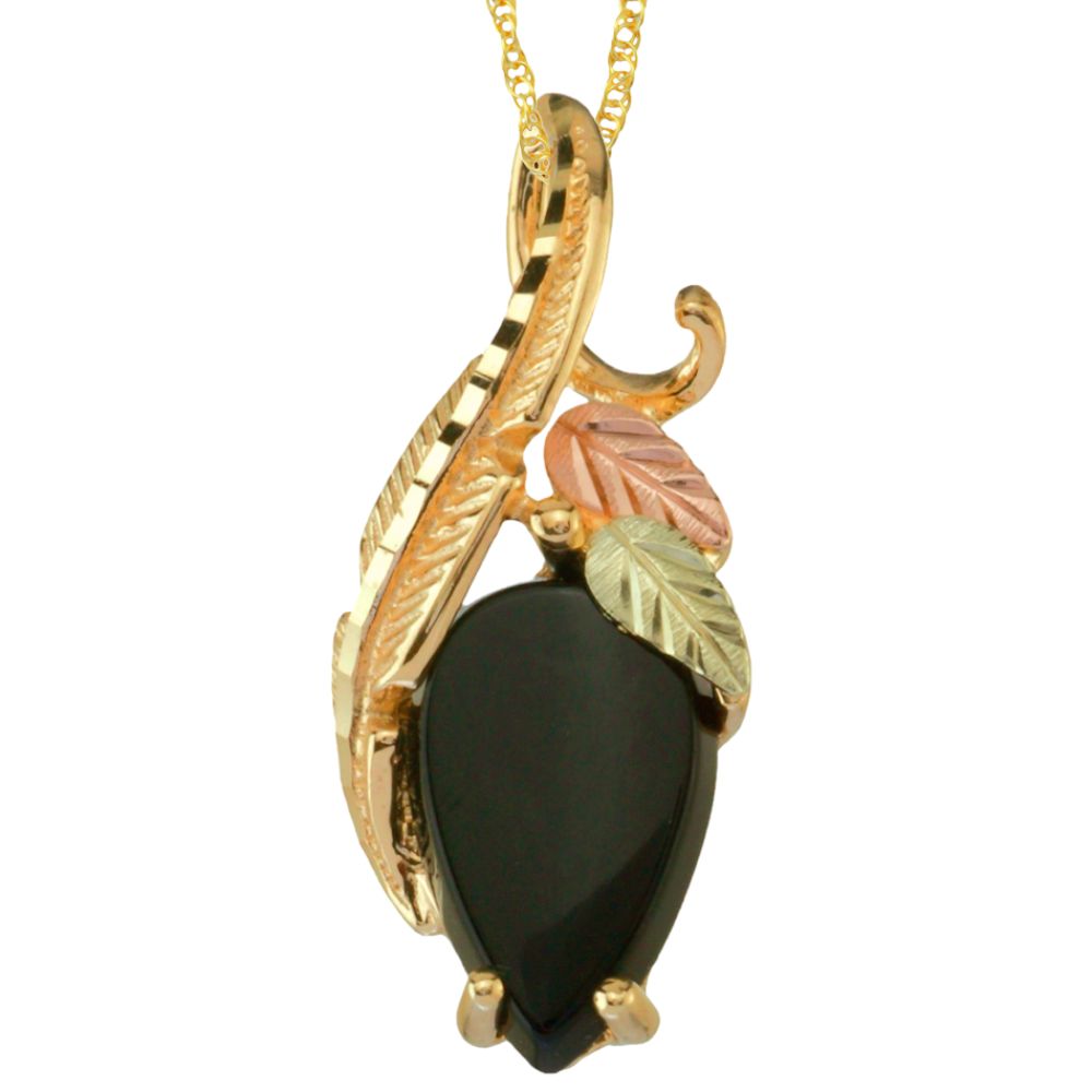 Black Hills Gold Tricolor 10K Onyx Pendant