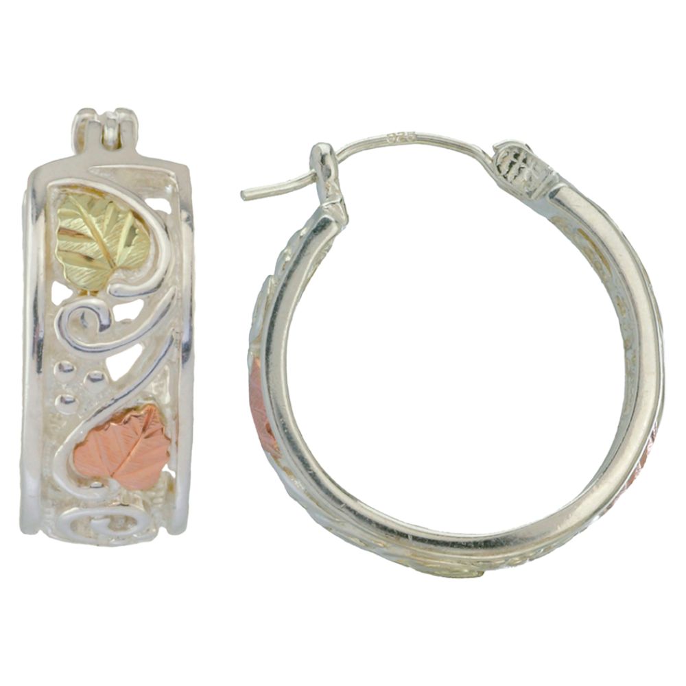 Black Hills Gold Tricolor Sterling Silver Hoop Earrings at Sears.com