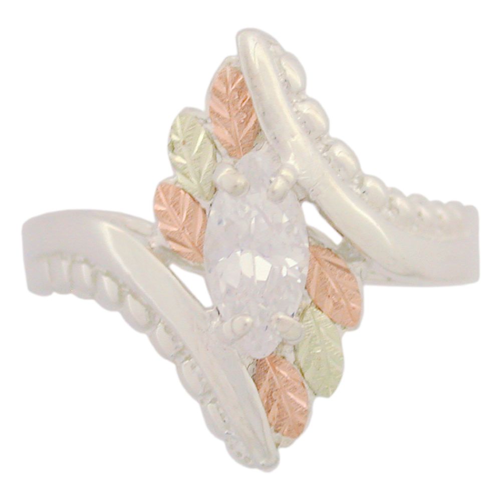 Black Hills Gold Tricolor Sterling Silver Ladies' Lab Created Marquise CZ Ring at Kmart.com