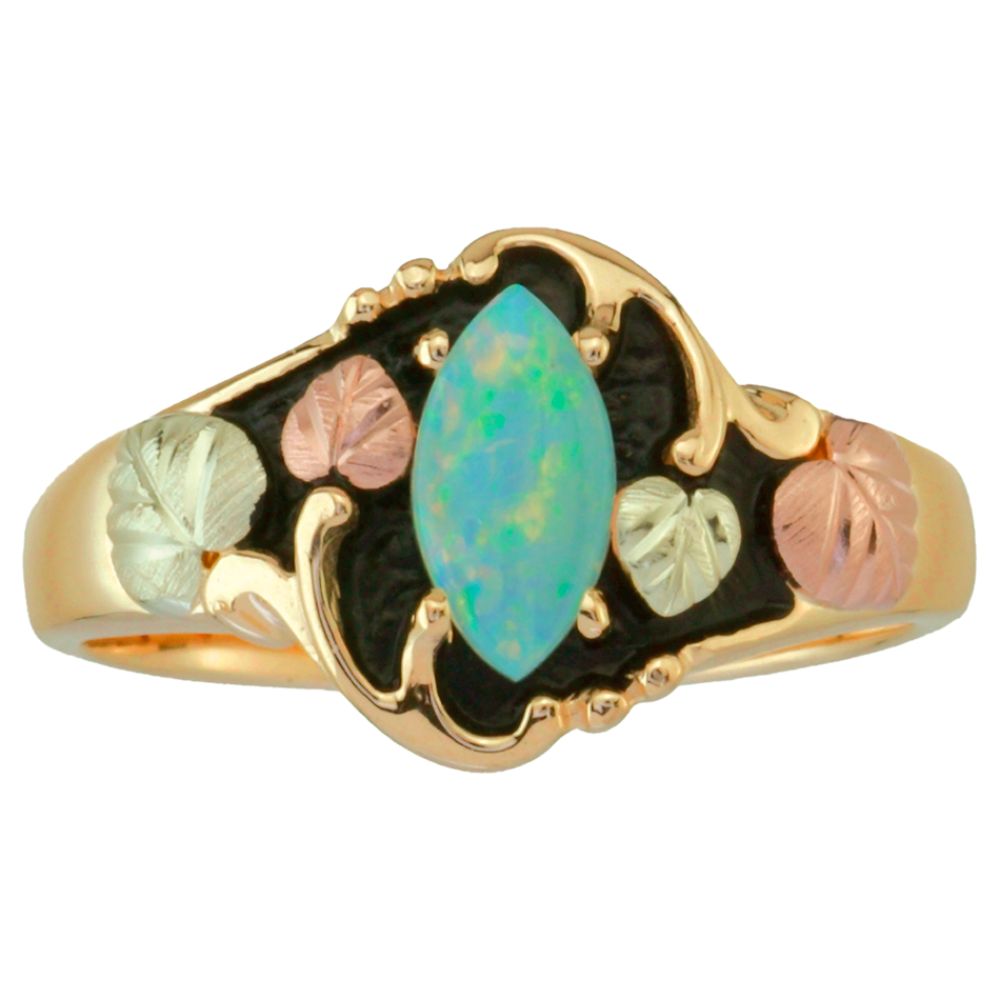 Black Hills Gold Tricolor 10K Gold Ladies' Antiqued Opal Ring Sold by Sears