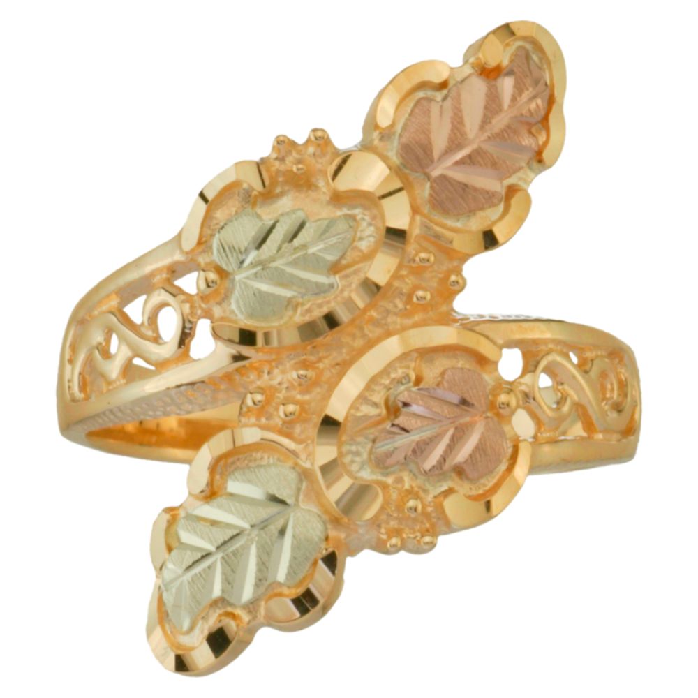 Black Hills Gold Tricolor 10K Gold Ladies' Bypass Ring