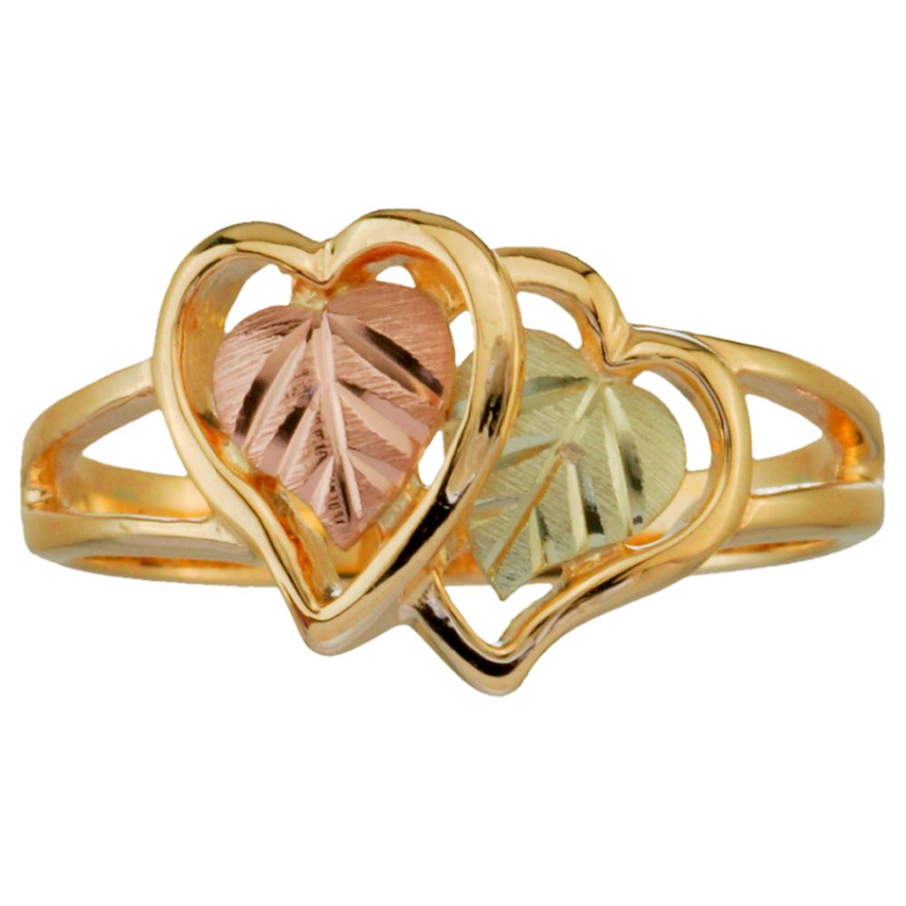 Black Hills Gold Tricolor 10K Gold Ladies' Double Heart Ring at Sears.com