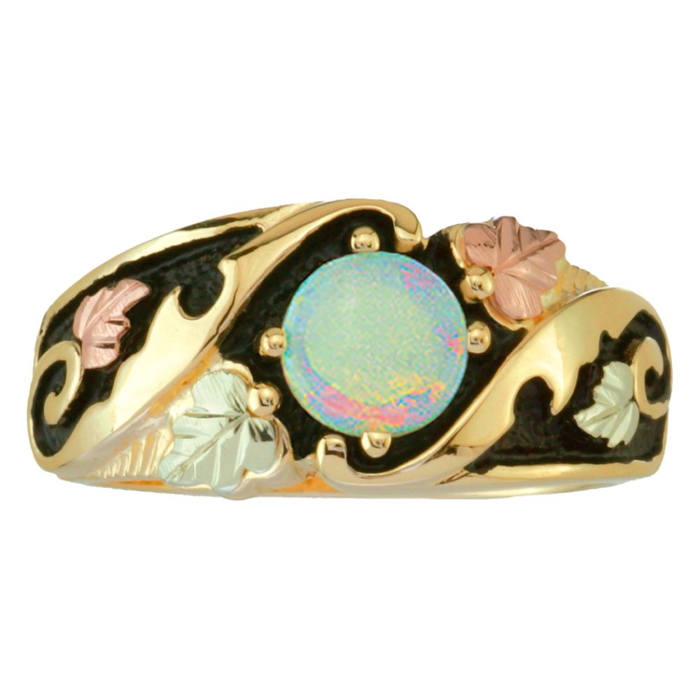Black Hills Gold Jewelry on Black Hills Gold Tricolor 10k Gold Ladies  Antiqued Opal Ring