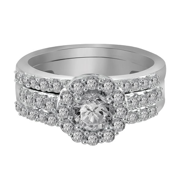 1 C.t. Tw. Round Diamond Bridal Set In 14K White Gold