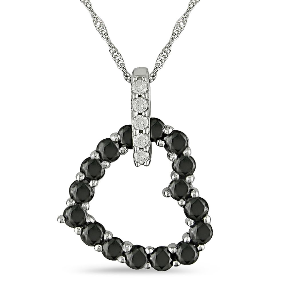 3/4 cttw Black and White Diamond Pendant in 10k White Gold
