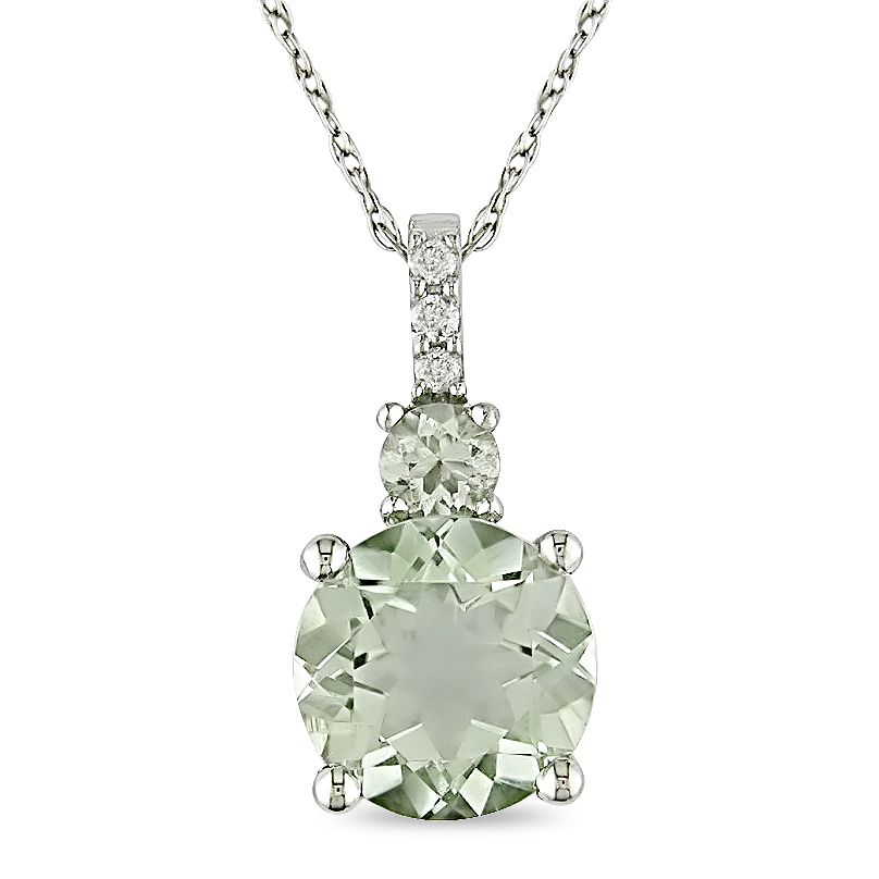 Green Amethyst and Diamond Accent Pendant in