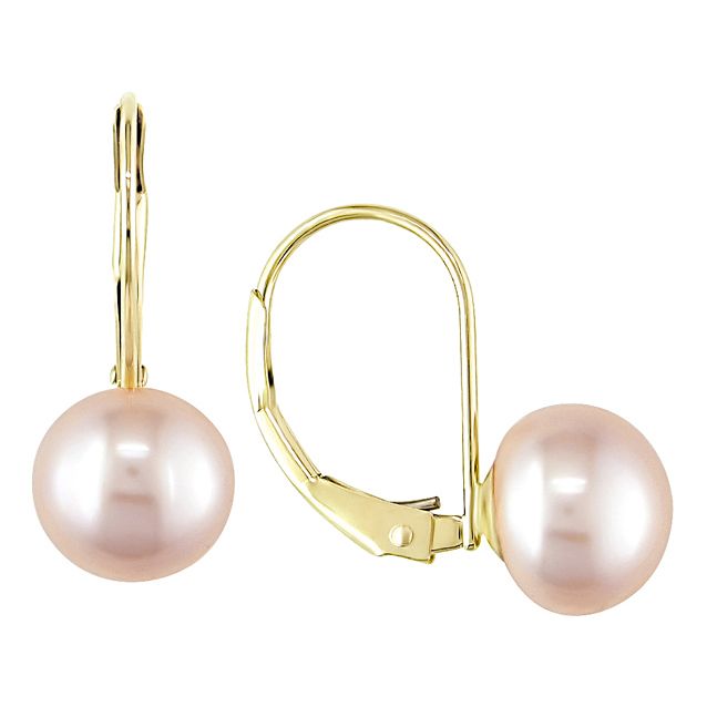 7-7.5mm Pink Freshwater Button Cultured Pearl 10k Yellow Gold Earrings at Kmart.com