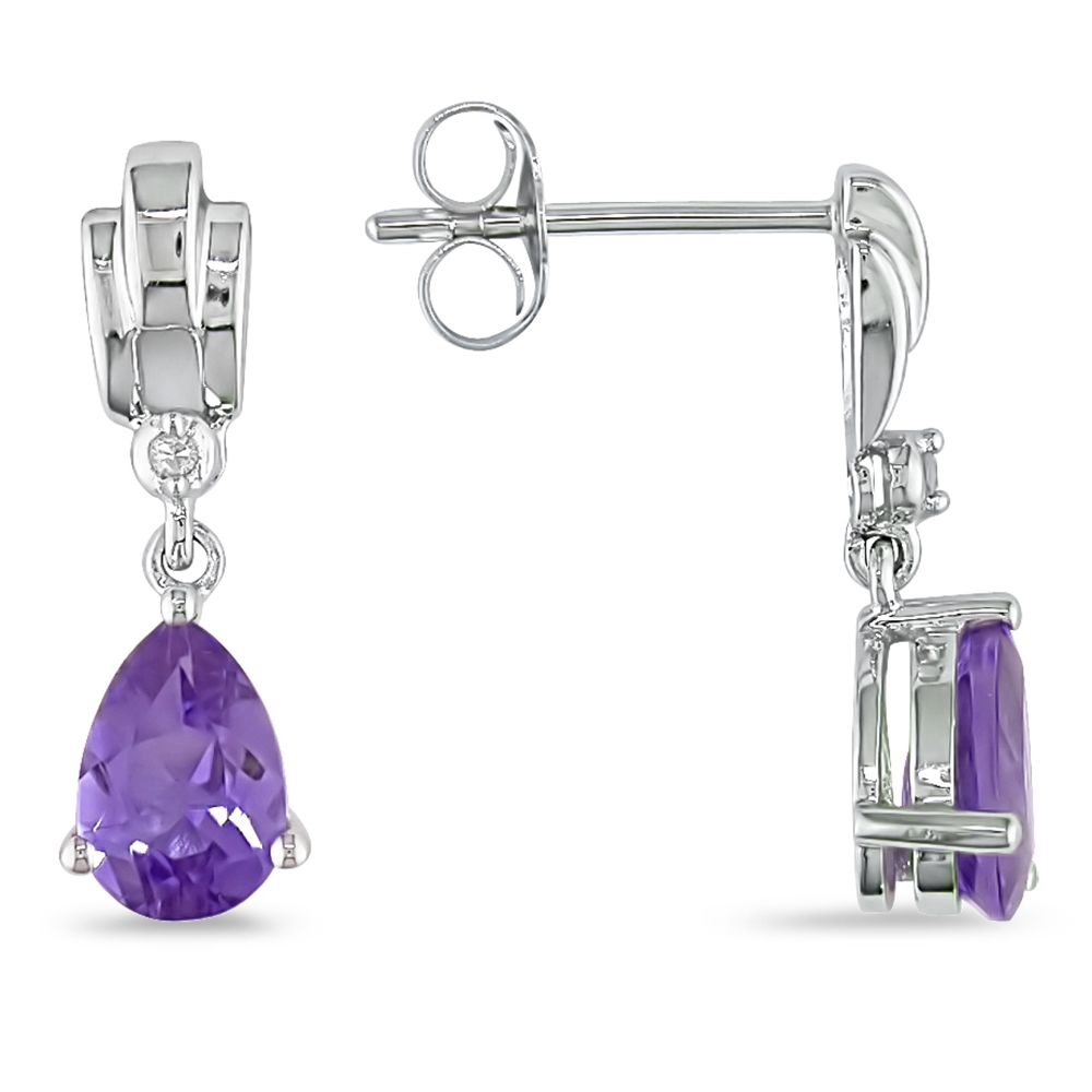 Amethyst and Diamond Accent Earrings in 10k Gold