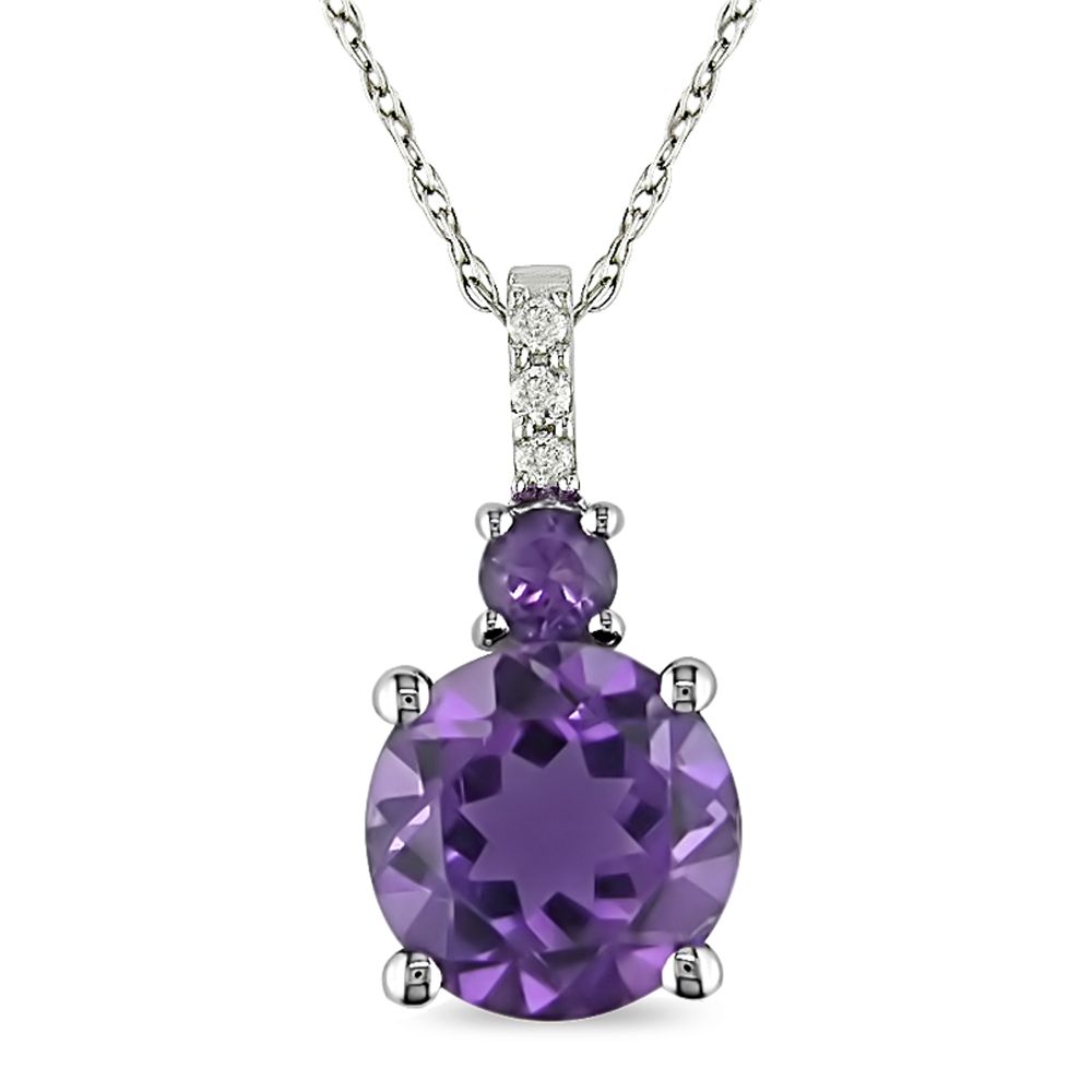 Amethyst with Diamond Accent Pendant in 10k Gold