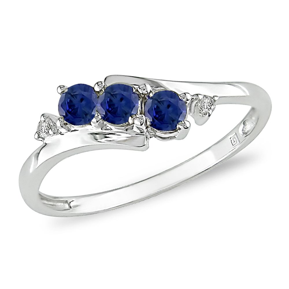 Lab Created Sapphire and Diamond Accent Ring