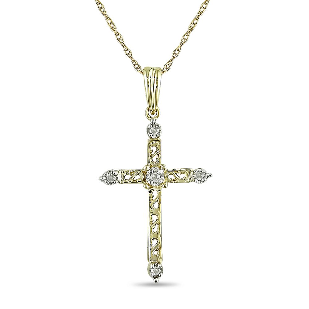 Cross Pendant with Diamond Accents in 10k Gold