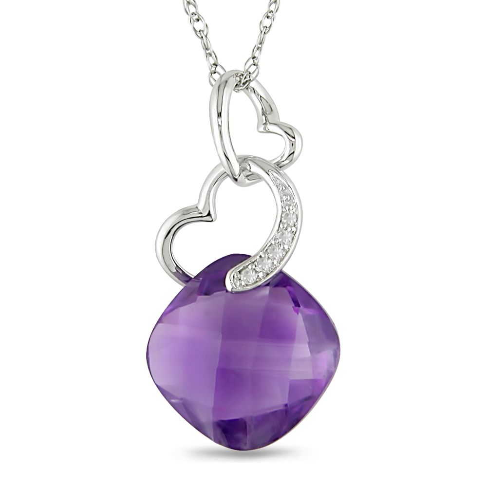 12x12mm Amethyst and Diamond Accent Pendant